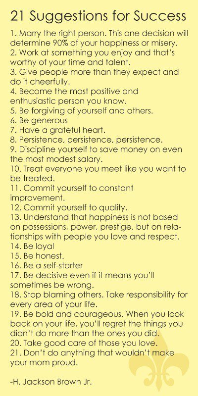 21 suggestions for success